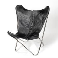 Bild von Nordal Butterfly Chair H: 88 cm – Schwarzes Rindsleder/Stahl OUTLET