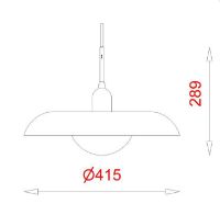 Bild von Piet Hein RA 400 Pendelleuchte Ø: 41,5 cm – Chrom/Schwarzes Kabel