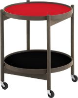 Bild von Brdr. Krüger Bølling Tabletttisch mit 2 Tabletts Ø: 50 cm – Räuchereiche geölt/Rot und Schwarz
