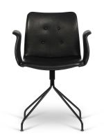 Bild von Bent Hansen Primum Sessel SH: 46 cm – Zenzo 2 207 Leder/Schwarze Metallbeine mit drehbarem Gestell