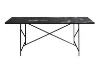 Bild von HANDVÄRK FURNITURE Esstisch 185 L: 185 T: 96 H: 74 cm – Schwarz massiv / Schwarzer Marmor