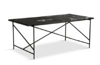 Bild von HANDVÄRK FURNITURE Esstisch 185 L: 185 T: 96 H: 74 cm – Schwarz massiv / Schwarzer Marmor