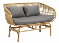 Bild von Nordal BALI Rattansofa mit Kissen L: 138 cm - Natur / Grau OUTLET