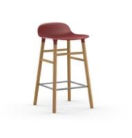 Bild von Normann Copenhagen Form Barhocker SH: 65cm - Rot/Eiche