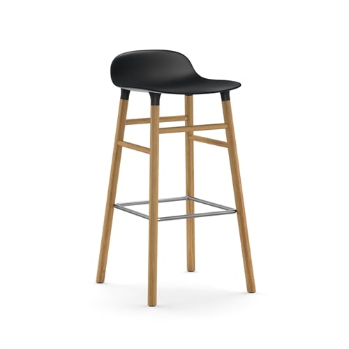 Bild von Normann Copenhagen Form Barhocker SH: 75cm - Schwarz/Eiche