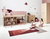 Bild von Flexa Popsicle Halbhohes Bett mit schräger Leiter 204,2 x 150,5 cm – Kiwi