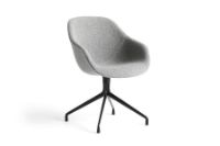 Bild von HAY AAC121 About a Chair Esszimmerstuhl gepolstert SH: 47,5 cm – Schwarz pulverbeschichtetes Aluminium/Flamiber Grey C8