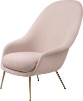 Bild von GUBI Bat Lounge Chair mit hoher Rückenlehne 39 cm – Antikmessing/Harfe 200