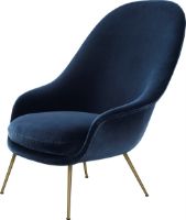 Bild von GUBI Bat Lounge Chair mit hoher Rückenlehne 39 cm – Antikmessing/Samt