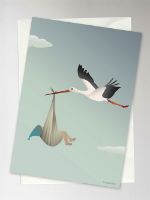 Bild von ViSSEVASSE Grußkarte 10,5x15 cm - Der Storch Blau OUTLET