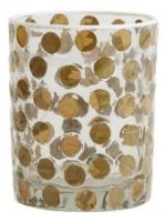Bild von Nordal Kerzenständer/Vase H13 cm – Klares Glas/Goldene Blätter OUTLET