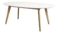 Bild von Andersen Furniture DK10 Ovaler Esstisch mit Verlängerung 110 x 190 x 72 cm – weißes Laminat/ seifenbehandelte Eiche