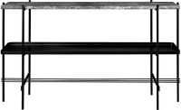 Bild von GUBI TS Console 2 Rack mit Tablett L: 120 cm – schwarze Basis/graue Emperador-Marmorplatte