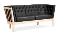 Bild von Stouby Maria 3-Personen-Sofa – seifenbehandelte Eiche/schwarzes Madrider Leder