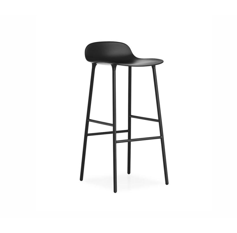 Bild von Normann Copenhagen Form Barhocker SH: 75cm - Schwarz/Stahl