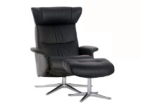 Bild von IMG Comfort Space 3800 Sessel inkl. Fußhocker SH: 46 cm – Elite Limousine Leder/Blank Steel