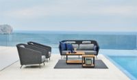 Bild von Cane-line Outdoor Mega 2 Pers. Sofa inkl. SoftTouch Hyndesæt L: 203 cm – Graphit/Gewebe