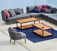 Bild von Cane-line Outdoor Level Couchtisch rechteckig – Lavagrau/Teak