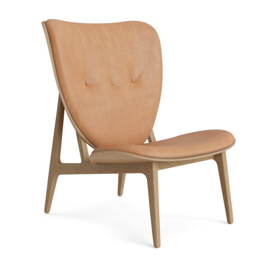 Bild von NORR11 Elephant Lounge Chair Leder SH: 38 cm – Natureiche/Dünenkamel 21004