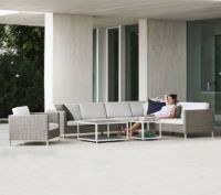 Bild von Cane-line Outdoor Connect Loungesessel inkl. Hynder SH: 30 cm - Taupe/Hvid