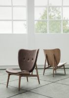 Bild von NORR11 Elephant Lounge Chair Leder SH: 38 cm - Helle geräucherte Eiche/Dünen Dunkelbraun 21001