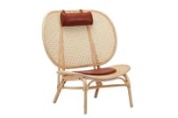 Bild von NORR11 Nomad Chair SH: 39 cm – Naturbambus/Anilinleder Cognac