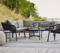 Bild von Cane-line Outdoor Twist Couchtisch Mittel Ø: 70 cm - Hellgraue/fossilschwarze Keramik