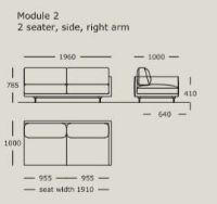 Bild von Wendelbo Maho Sofa mit nach links gerichtetem Chaiselong Modul 2 & 25 L: 341 cm – Schwarz lackierter Stahl/Navona Col. 2