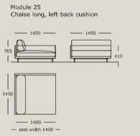 Bild von Wendelbo Maho Sofa mit nach links gerichtetem Chaiselong Modul 2 & 25 L: 341 cm – Schwarz lackierter Stahl/Navona Col. 2