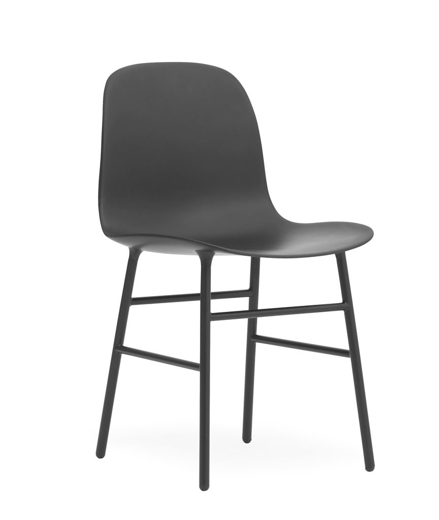 Bild von Normann Copenhagen Form Stuhl SH: 44 cm – Schwarz/Stahl