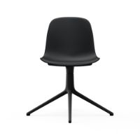 Bild von Normann Copenhagen Form Drehstuhl SH: 44 cm – Schwarz/Schwarzes Aluminium