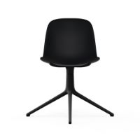 Bild von Normann Copenhagen Form Drehstuhl SH: 44 cm – Schwarz/Schwarzes Aluminium