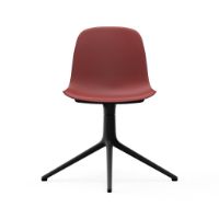 Bild von Normann Copenhagen Form Drehstuhl SH: 44 cm – Rot/Schwarzes Aluminium