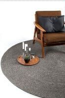 Bild von HC Carpets Stavanger Handgefertigter Teppich Ø: 200 cm – Dunkelgrau