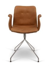 Bild von Bent Hansen Primum Sessel SH: 46 cm – Davos Brandy Leder/Edelstahl mit Drehgestell