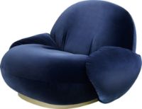 Bild von GUBI Pacha Lounge Chair m. Armlehnenhöhe: 35 cm – feste Basis in Samtblau/Perlgold