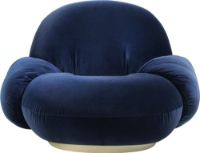 Bild von GUBI Pacha Lounge Chair m. Armlehnenhöhe: 35 cm – feste Basis in Samtblau/Perlgold