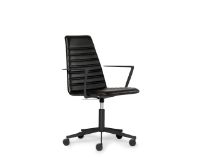 Bild von Paustian Spinal Chair 44 High Back m. Armlehnenhöhe: 43–55 cm – schwarze Basis m. Rollen/schwarzes Sierra-Leder