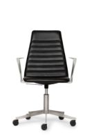 Bild von Paustian Spinal Chair 44 High Back m. Armlehnenhöhe: 43–55 cm – Chrombasis m. Rollen/schwarzes Sierra-Leder