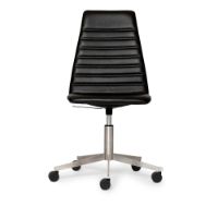 Bild von Paustian Spinal Chair 44 High Back SH: 43-55 cm - Chromgestell m. Rollen/schwarzes Sierra-Leder