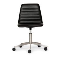 Bild von Paustian Spinal Chair 44 High SH: 43-55 cm - Chromgestell m. Rollen/schwarzes Sierra-Leder
