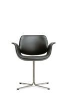 Bild von Fredericia Furniture Erik Jørgensen EJ 205 Flamingo Stuhl SH: 45 cm – Schwarzes Leder/Edelstahl