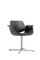 Bild von Fredericia Furniture Erik Jørgensen EJ 205 Flamingo Stuhl SH: 45 cm – Schwarzes Leder/Edelstahl