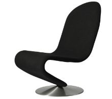 Bild von Verpan System 1-2-3 Lounge Chair Standard SH: 38 cm – Sørensen Hero Schwarzes Leder/Aluminium