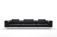 Bild von Fredericia Furniture 450 Delphi 4 Pers. Sofa L: 360 cm – Schwarzes Cava-Leder/Aluminium