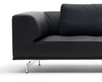 Bild von Fredericia Furniture 450 Delphi 4 Pers. Sofa L: 360 cm – Schwarzes Cava-Leder/Aluminium