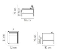 Bild von Skipper Capri Sessel SH: 42 cm Armlehne B – Stahl/schwarzes Leder