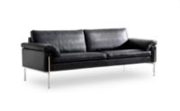 Bild von Skipper Capri 3-Personen-Sofa L: 216 cm Armlehne A – Stahl/Schwarzes Leder