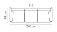 Bild von Skipper Capri 3,5-Personen-Sofa L: 240 cm Armlehne A – Stahl/Schwarzes Leder