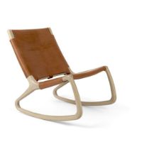 Bild von Mater Rocker Chair H: 78 cm – Whiskey-Leder/matt lackierte Eiche